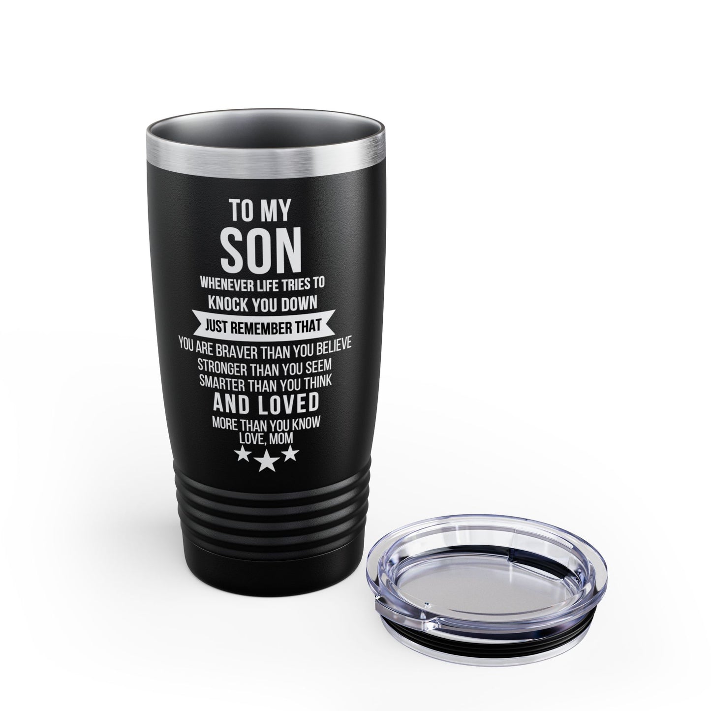 To My Son, From Mom Ringneck Tumbler, 20oz