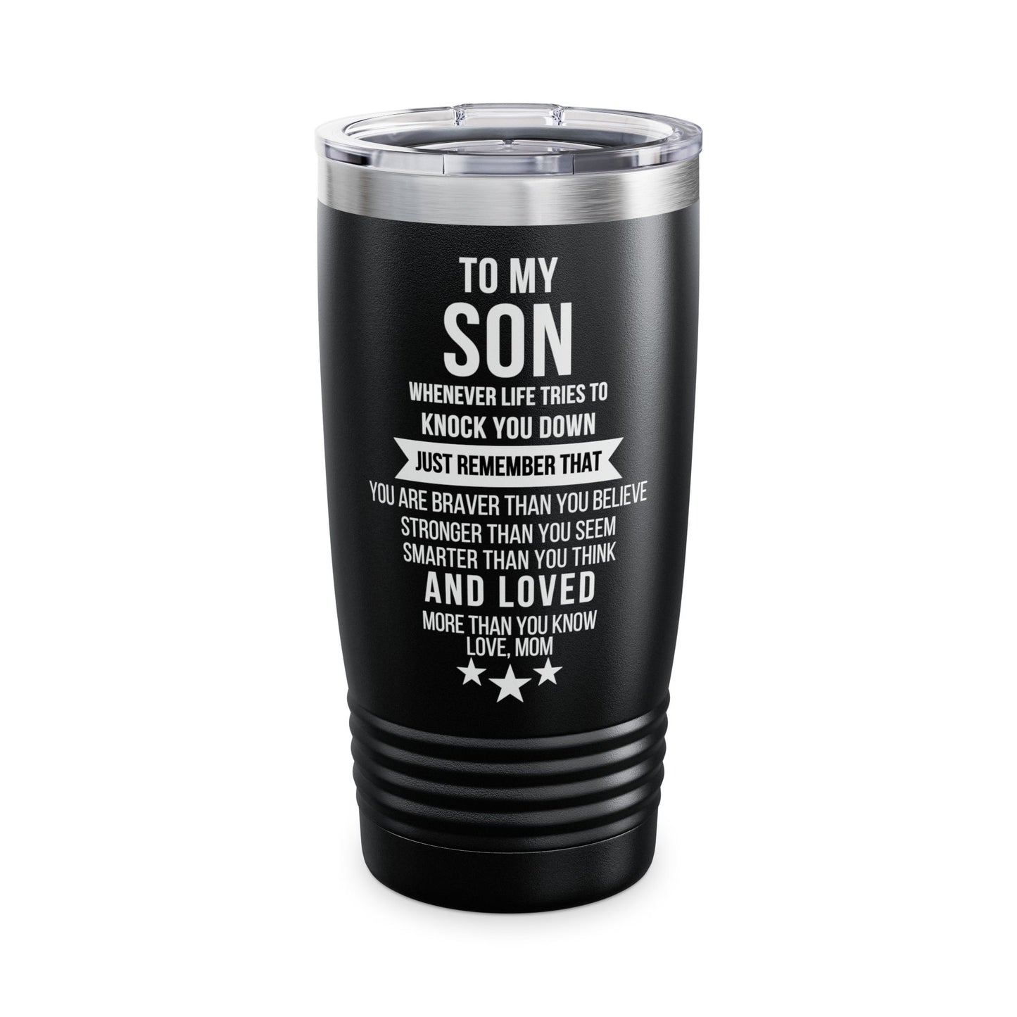 To My Son, From Mom Ringneck Tumbler, 20oz