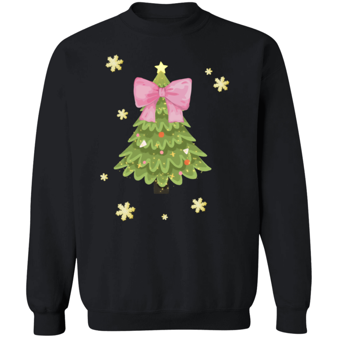 Christmas Tree Bow & Snowflakes Sweater