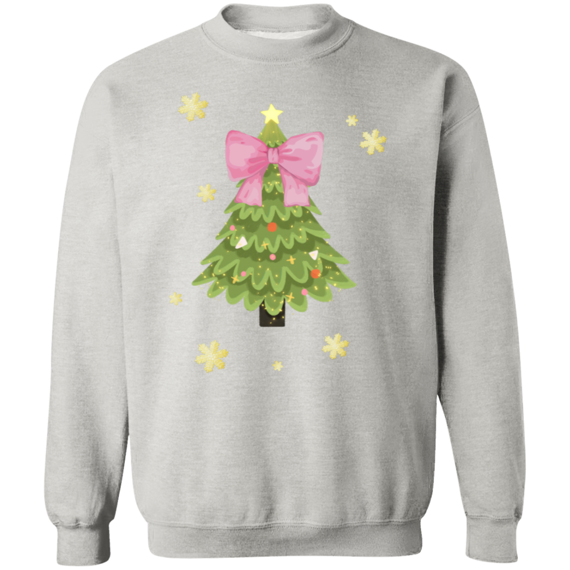 Christmas Tree Bow & Snowflakes Sweater